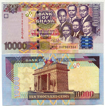 Гана 10000 седи 2003 шесть лидеров Ганы, арка Независимости, Аккра Pick 35b бумага UNC (ПРЕСС) 448-21-2