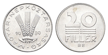 Венгрия 20 филлеров 1989 BP KM 573 алюминий 4668-155