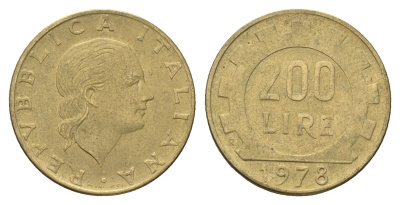 Италия 200 лир 1978 R, шестерня KM 105 алюминиевая бронза 4638-643