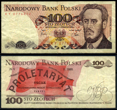 Польша 100 злотых 1982 1 июня 1982, Людвиг-Фаддей Варынский Pick 143d бумага 6287-20-2-1