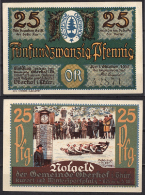 Германия, Оберхоф 25 пфеннигов 1921 Нотгельд бумага 7555-59-1-2