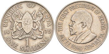 Кения 1 шиллинг 1975 Джомо Кениата KM 14 медно-никель 4126-944