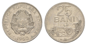 Румыния 25 бань (бани) 1960 KM 88 сталь плакированная никелем 4632-1027