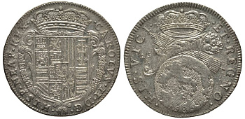 Неаполь и Сицилия тари (2 карлини) 1686 Карл II Испанский серебро aUNC 00-822-12