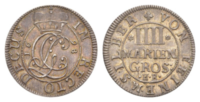 Брауншвейг-Каленберг-Ганновер 4 мариенгроша 1698 HB, Георг I (1698-1727), из коллекции Ричарда Б. Смита Welter 2192 серебро 00-821-33