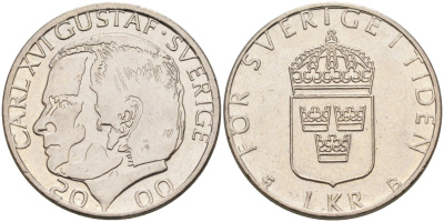 Швеция 1 крона 2000 Карл XVI Густав (1973- ) KM 852а медно-никель 4582-517