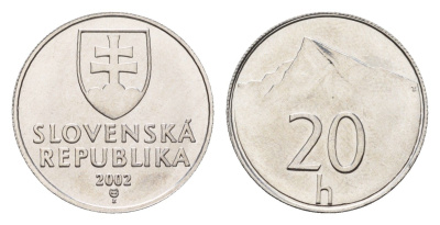 Словакия 20 геллеров 2002 KM 18 алюминий UNC 39-621