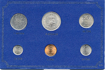 Швеция набор из 6 монет 1972 Густав VI Адольф (1950-1973) в картоне UNC 7-5-7-201