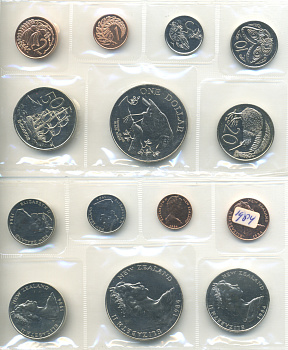 Новая Зеландия официальный набор из 7 монет 1984 птица черный робин    UNC  1-6-2-10