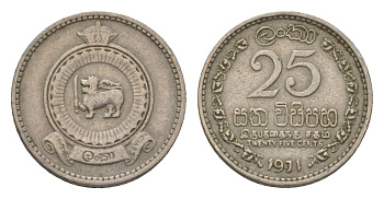 Цейлон 25 центов 1971 KM 131 медно-никель 4625-664