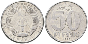 ГДР 50 пфеннигов 1972 A KM 12.2 алюминий aUNC 4575-341
