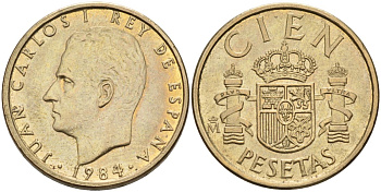 Испания 100 песет 1984 Хуан Карлос I (1975-2014) KM 826 алюминиевая бронза 4583-936