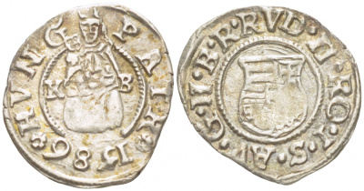 Венгрия 1 денар 1586 Рудольф II Габсбург (1576-1612), мадонна с младенцем серебро 413-2243