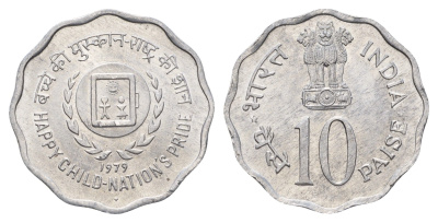 Индия 10 пайс 1979 Международный год детей KM 33 алюминий UNC 4699-316