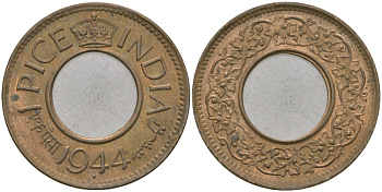 Британская Индия 1 пайс 1944 Георг VI (1936-1952) KM 533 бронза 33-1114