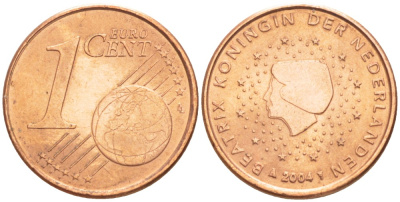 НИДЕРЛАНДЫ 1 ЕВРОЦЕНТ 2004 БЕАТРИКС KM 234 сталь плакированная медью 4543-244