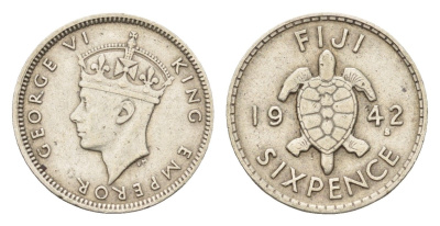 Фиджи 6 пенсов 1942 Георг VI (1936-1952) KM 11a серебро 4669-535