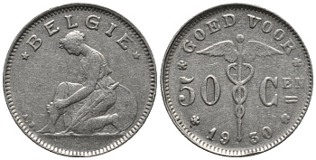 Бельгия 50 сантимов 1930 Belgie, Альберт I (1910-1934) KM 88 никель 4579-1255
