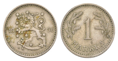 Финляндия 1 марка 1930 KM 30 медно-никель 4647-412