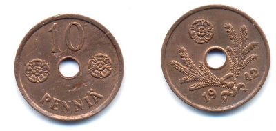 ФИНЛЯНДИЯ 10 ПЕННИ 1942 KM 33.1 медь 51-5012