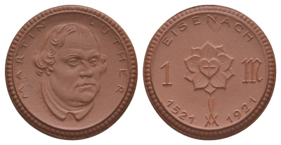 Айзенах 1 марка 1921 Men05 6273, Men18 7887 фарфор 25-526