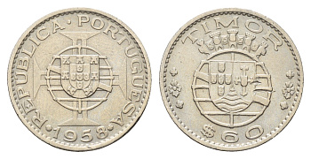 Португальский Тимор 60 сентаво 1958 год-тип KM 12 медь цинк никель 4669-746