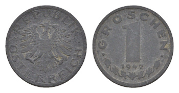 Австрия 1 грош 1947 KM 2873 цинк 4564-219