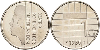 Нидерланды 1 гульден 1985 Беатрикс (1980-2013) KM 205 никель UNC 4116-125