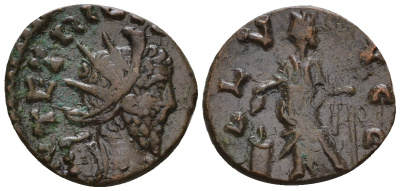 Римская Империя, императоры в Галлии антониниан 274 Тетрик, IMP C TETRICVS P F AVG, бюст императора / SALVS AVG, Салюта, персонификация Здоровья, локальная чеканка в Галлии RIC 126 биллон 1073-25-81