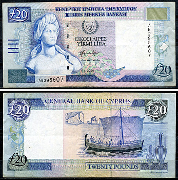 Кипр 20 фунтов 2004 Pick 63c бумага 6294-1-2-1