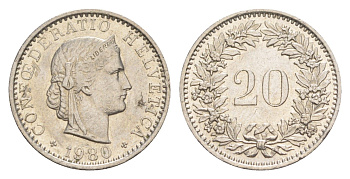 Швейцария 20 раппенов 1980 KM 29a медно-никель 4647-1015