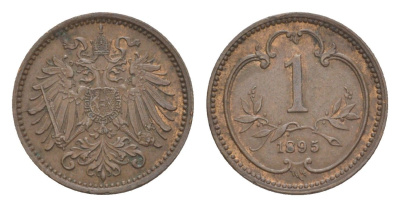 Австрия 1 геллер 1895 Франц Иосиф I (1848-1916) KM 2800 бронза 4639-954