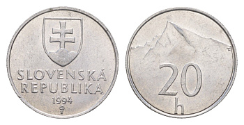 Словакия 20 геллеров 1994 KM 18 алюминий UNC 4659-549