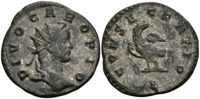 Римская Империя аврелианиан 284 Кар CONSECRATIO (посмертная чеканка) Лугдун Good Very fine RIC 29 бронза, серебрение 1073-2-6-4