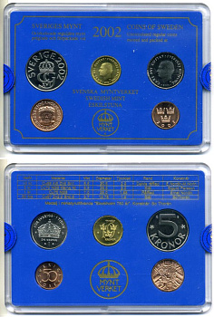 Швеция набор из 4 монет + медаль 2002 в пластике KM MS 109 UNC 4-4-1-35