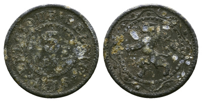 Бельгия 5 сантимов 1916 Belgique-Belgie, германская оккупация, I-ая мировая война KM 80 цинк 261-1223