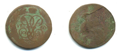 РОССИЯ 1 КОПЕЙКА 1760 медь 61-735