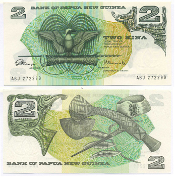 Папуа-Новая Гвинея 2 кина 1981 подпись 1 Pick 5а бумага UNC (пресс) 7457-28-2-1