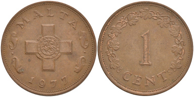 Мальта 1 цент 1977 KM 8 бронза 4546-722