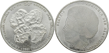 Нидерланды 50 гульденов 1990 100 лет династии королев KM 214 серебро UNC 413-3541