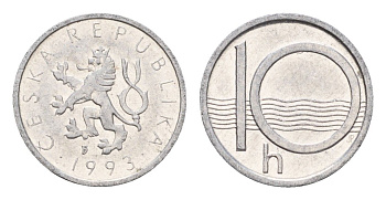 Чехия 10 геллеров 1993 KM 6 алюминий 4674-658