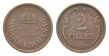 Венгрия 2 филлера 1940 KM 506 бронза 4658-956