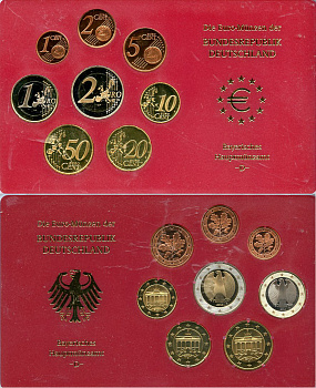 ФРГ государственный евронабор из 8 монет 2004 D KM PS 166   PROOF  8-2-04-02