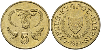 Кипр 5 центов 1993 KM 55.3 никель латунь 4141-1042