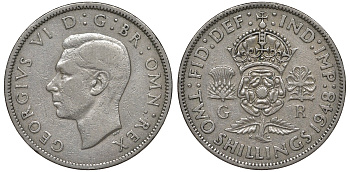 Великобритания 2 шиллинга (флорин) 1948 Георг VI (1936-1952) KM 865, Spink 4102 медно-никель 4131-522