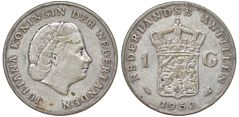 Нидерландские Антилы 1 гульден 1952 Юлиана (1948-1980) KM 2 серебро 36-1022
