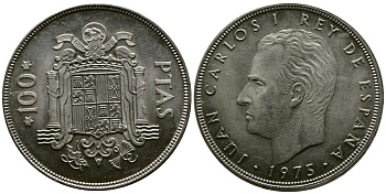 Испания 100 песет 1975 (76) M, Хуан Карлос I (1975-2014) KM 810 медно-никель  UNC   3334-113