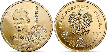 Польша 2 злотых 2014 MW, 100 лет со дня рождения Яна Карского KM 901 нордик UNC 4676-1055