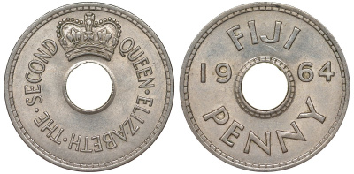 Фиджи 1 пенни 1964 Елизавета II (1952- ) KM 21 медно-никель 51-2552