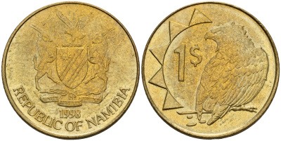 Намибия 1 доллар 1998 KM 4 латунь 4591-633